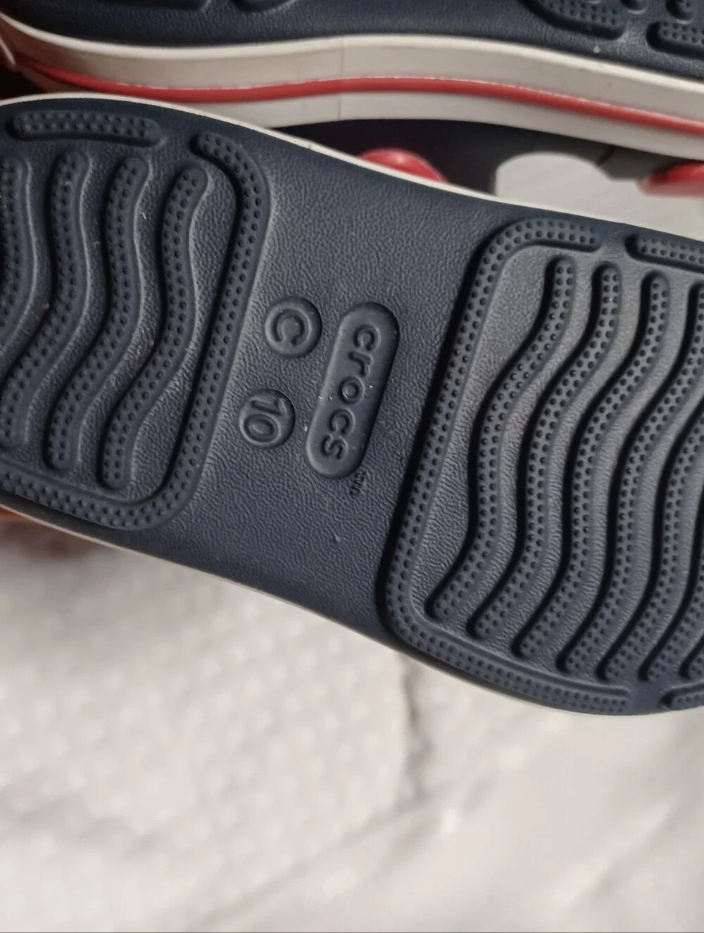 CROCS Kids Navy and Red Strap Sandals
